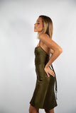 Angel - Silk Dress in Olive Green