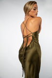 Angel - Silk Dress in Olive Green